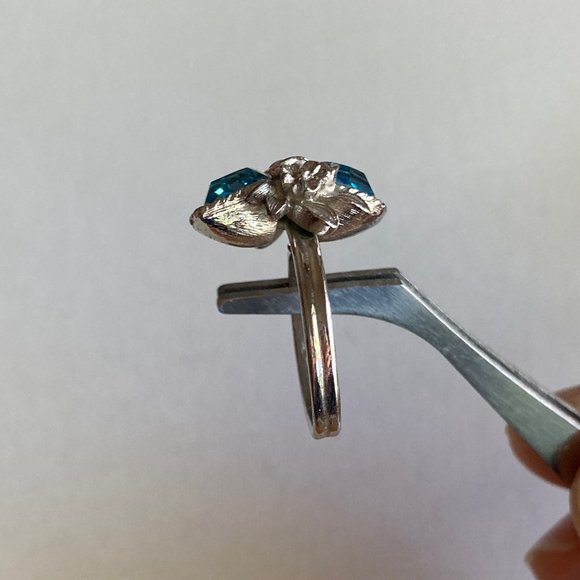 Vintage Sarah Coventry "Love Story" Double Blue Hearts Adjustable Ring - Picture 8 of 11